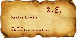Krohn Ervin névjegykártya